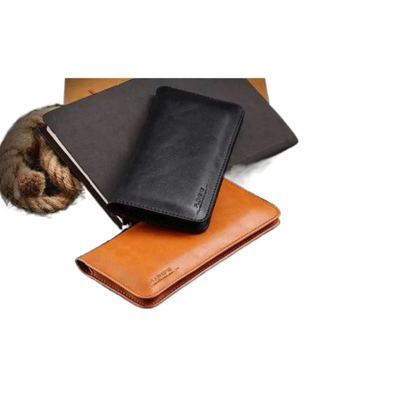 FLOVEME Magnetic Long Leather Wallet Slim & Stylish Money Mobile Card Holder Wallet for Men