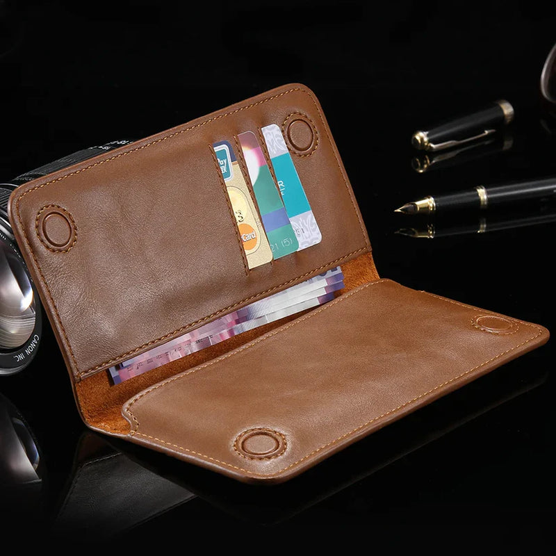 FLOVEME Magnetic Long Leather Wallet Slim & Stylish Money Mobile Card Holder Wallet for Men