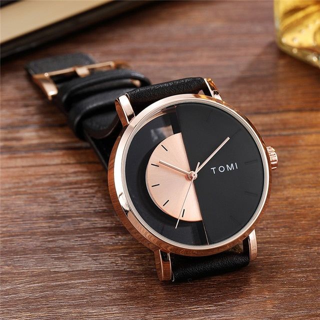 TOMI T-080 Watch Half Transparent Leather Strap