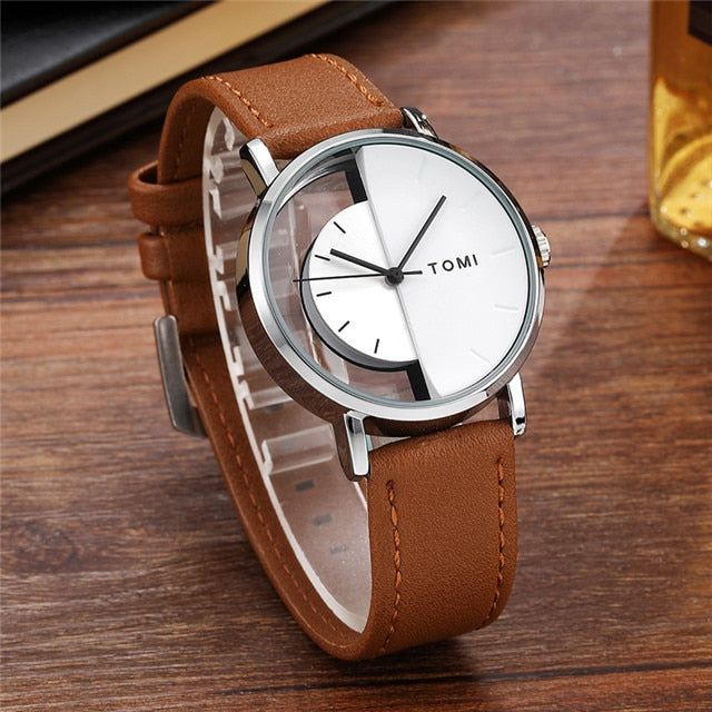 TOMI T-080 Watch Half Transparent Leather Strap