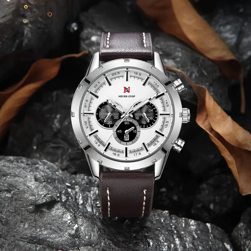 Men's Luxury Classic Quartz Watch with Chronograph, Calendar & Luminous Features