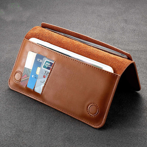 FLOVEME Magnetic Long Leather Wallet Slim & Stylish Money Mobile Card Holder Wallet for Men