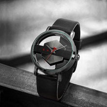 TOMI Men's Top Brand Luxury Watch Creative Half Transparent Watch Genuine Leather Strap