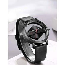 TOMI Men's Top Brand Luxury Watch Creative Half Transparent Watch Genuine Leather Strap