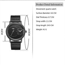 Tomi Dual Time Men Luxury Leather Strap Watch